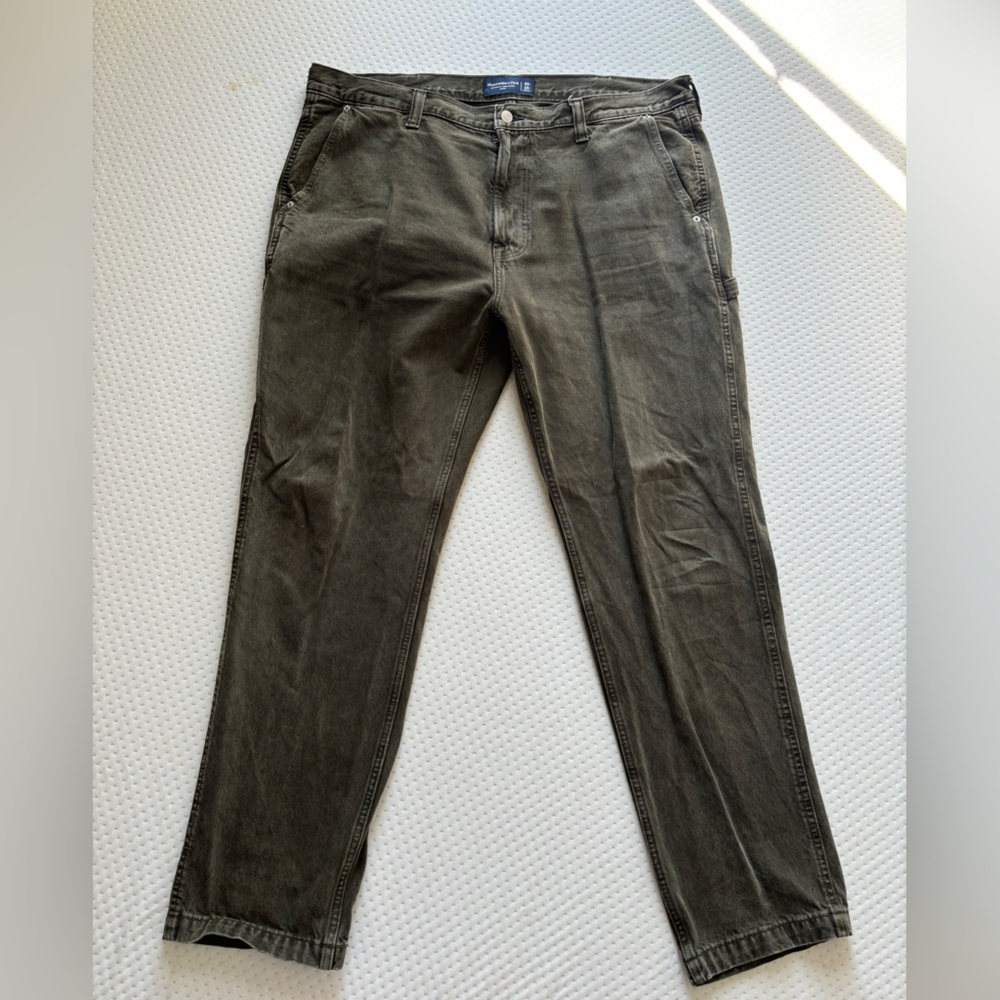 A&F Olive Green Relaxed Workwear Pants
